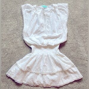 Melissa Odabash Keri Cover-Up Eyelet Mini Dress White Small